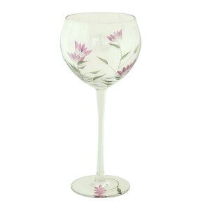 Lenox Floral Spirit Balloon Wine Glass 8.5" hand blown etched lilac painted